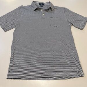Hickey Men's Navy Striped Polo Golf Shirt Size Medium